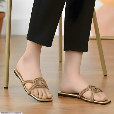 Grace Knot Flat Sandals — Golden — Sandals
