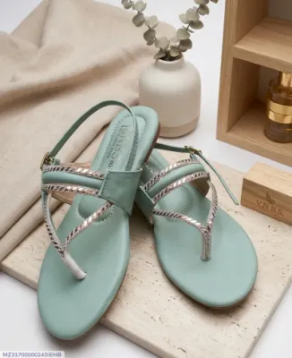 Rhinestone Thong Sandals — Mint Green — Sandals