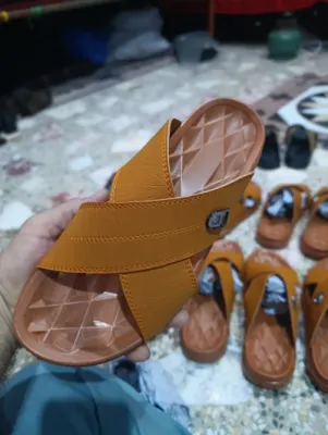 Men's Cross Strap Slide Sandals — Mustard — Slides & Slippers