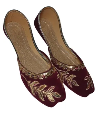 Maroon Velvet Khussa — Gold Leaf Embroidery — Khussa