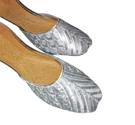 Silver Metallic Khussa — Tonal Embroidery — Khussa