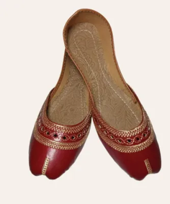 Cherry Red Khussa — Mirror and Gota Work — Khussa